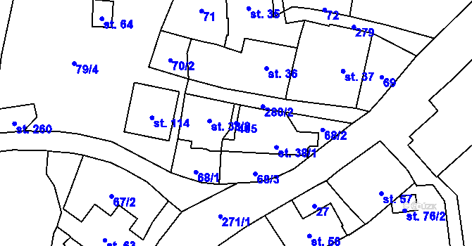 Parcela st. 405 v KÚ Ohníč, Katastrální mapa