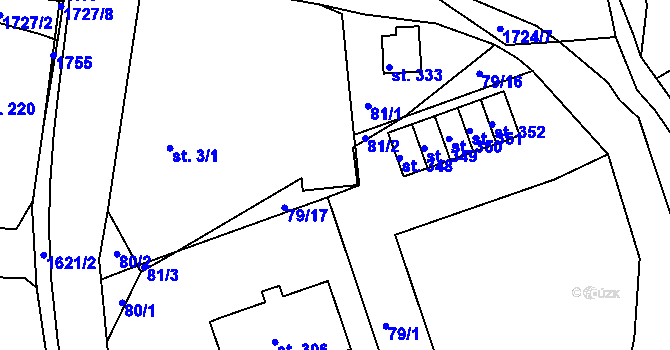 Parcela st. 3/2 v KÚ Ohnišov, Katastrální mapa