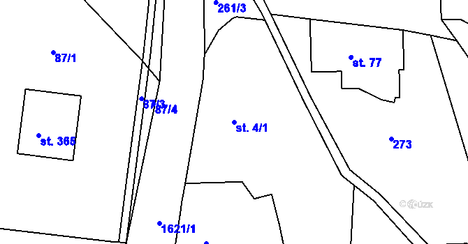 Parcela st. 4/1 v KÚ Ohnišov, Katastrální mapa