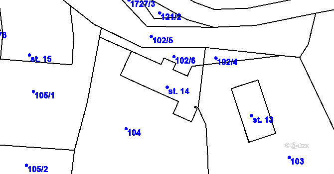 Parcela st. 14 v KÚ Ohnišov, Katastrální mapa