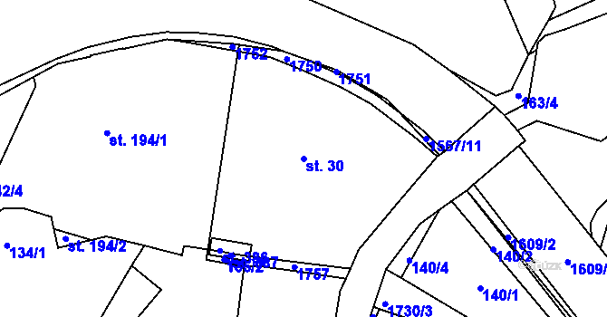 Parcela st. 30 v KÚ Ohnišov, Katastrální mapa