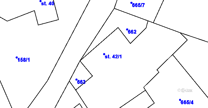 Parcela st. 42/1 v KÚ Ohnišov, Katastrální mapa