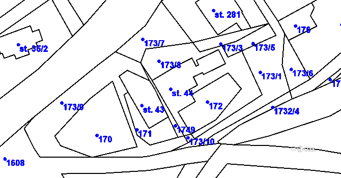 Parcela st. 44 v KÚ Ohnišov, Katastrální mapa