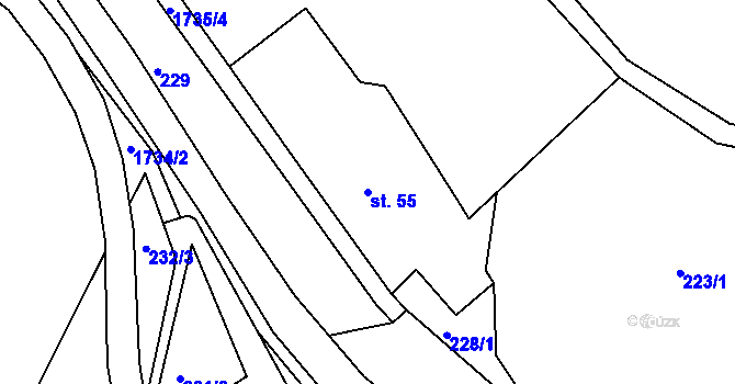 Parcela st. 55 v KÚ Ohnišov, Katastrální mapa