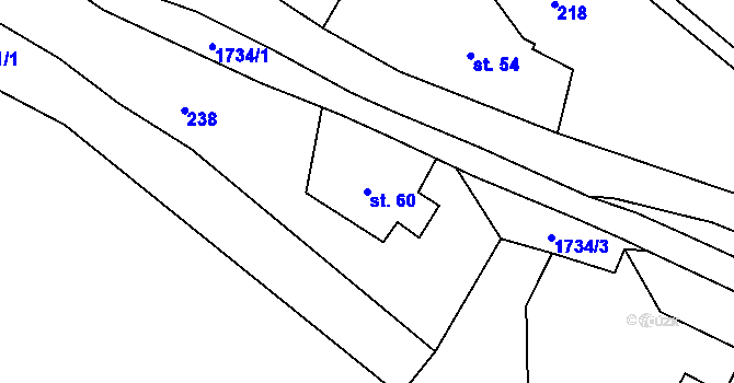 Parcela st. 60 v KÚ Ohnišov, Katastrální mapa