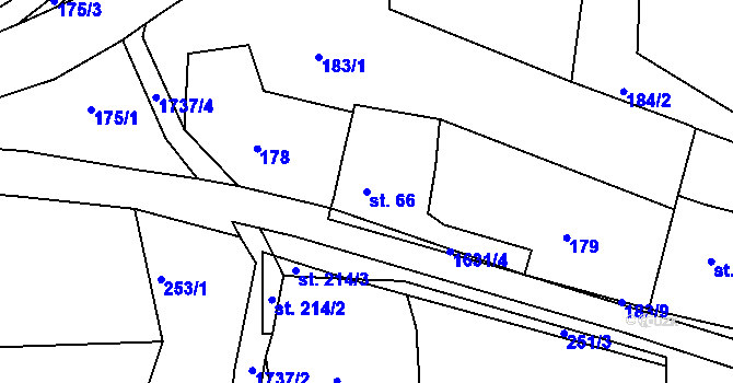 Parcela st. 66 v KÚ Ohnišov, Katastrální mapa