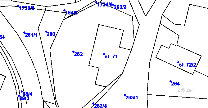 Parcela st. 71 v KÚ Ohnišov, Katastrální mapa
