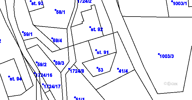 Parcela st. 91 v KÚ Ohnišov, Katastrální mapa
