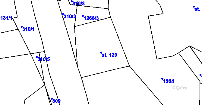 Parcela st. 129 v KÚ Ohnišov, Katastrální mapa