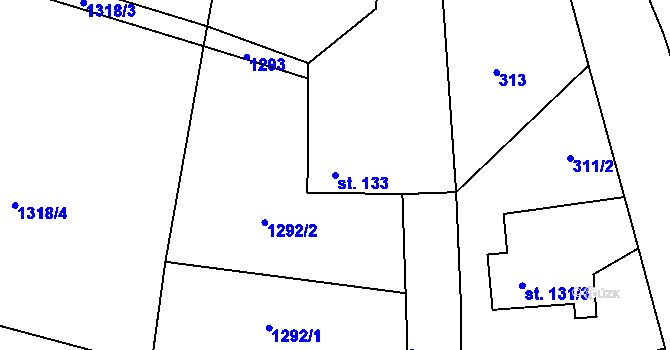 Parcela st. 133 v KÚ Ohnišov, Katastrální mapa