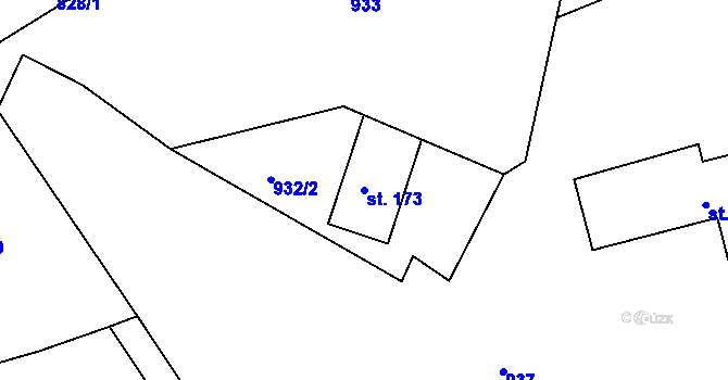 Parcela st. 173 v KÚ Ohnišov, Katastrální mapa