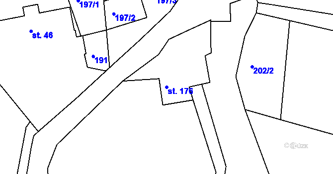 Parcela st. 176 v KÚ Ohnišov, Katastrální mapa