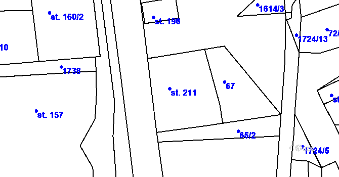 Parcela st. 211 v KÚ Ohnišov, Katastrální mapa