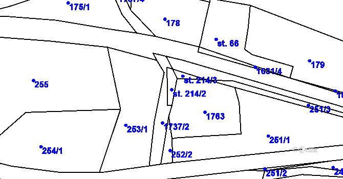 Parcela st. 214/2 v KÚ Ohnišov, Katastrální mapa