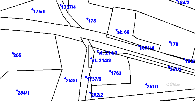 Parcela st. 214/3 v KÚ Ohnišov, Katastrální mapa