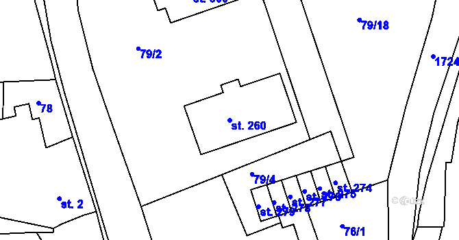 Parcela st. 260 v KÚ Ohnišov, Katastrální mapa