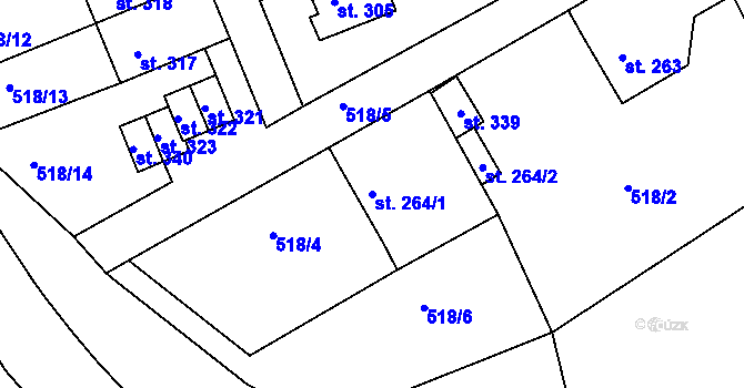 Parcela st. 264/1 v KÚ Ohnišov, Katastrální mapa