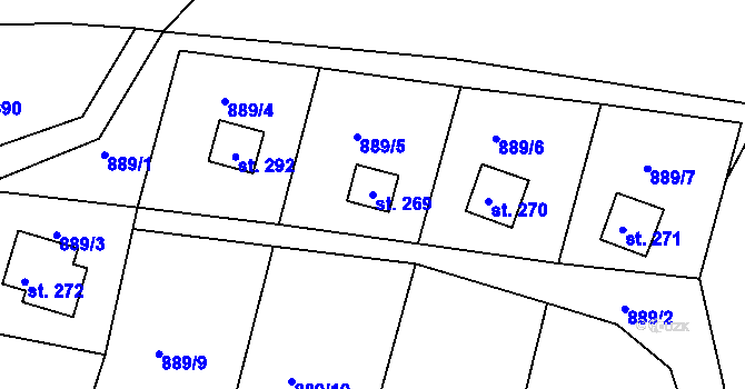 Parcela st. 269 v KÚ Ohnišov, Katastrální mapa