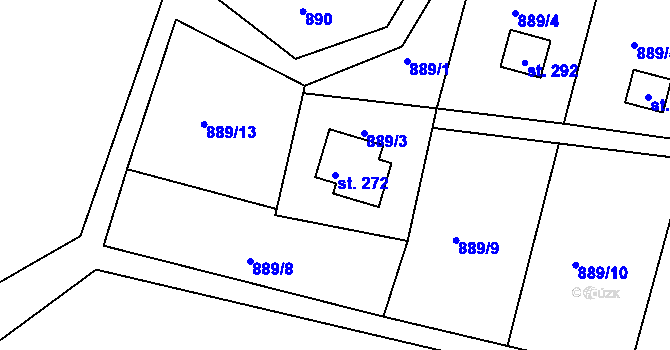 Parcela st. 272 v KÚ Ohnišov, Katastrální mapa