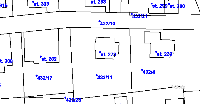 Parcela st. 273 v KÚ Ohnišov, Katastrální mapa