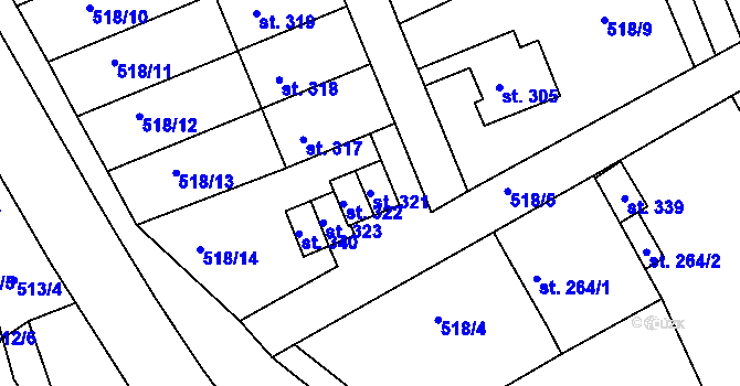 Parcela st. 321 v KÚ Ohnišov, Katastrální mapa