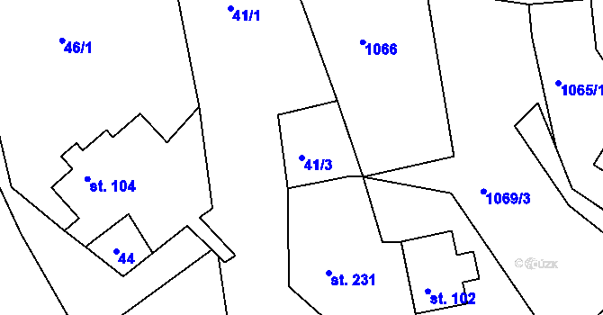 Parcela st. 41/3 v KÚ Ohnišov, Katastrální mapa