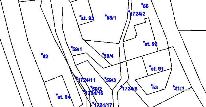 Parcela st. 59/4 v KÚ Ohnišov, Katastrální mapa
