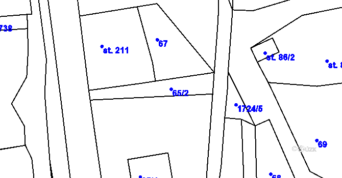 Parcela st. 65/2 v KÚ Ohnišov, Katastrální mapa