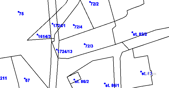 Parcela st. 72/3 v KÚ Ohnišov, Katastrální mapa
