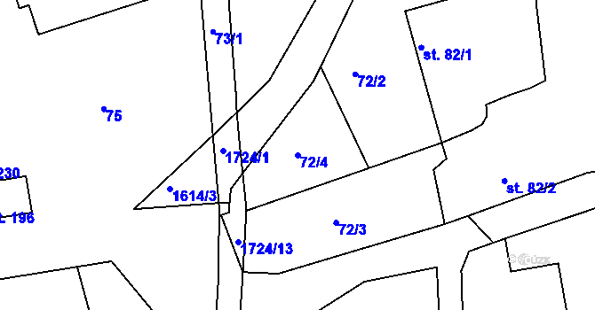 Parcela st. 72/4 v KÚ Ohnišov, Katastrální mapa