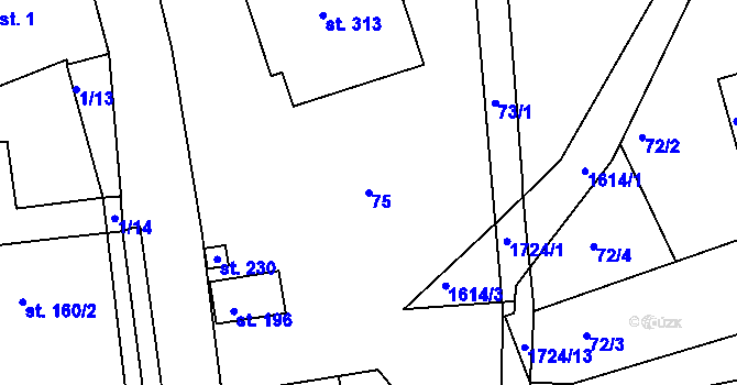Parcela st. 75 v KÚ Ohnišov, Katastrální mapa