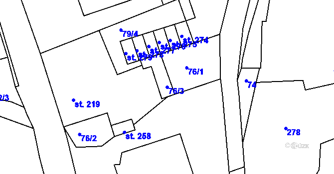 Parcela st. 76/3 v KÚ Ohnišov, Katastrální mapa