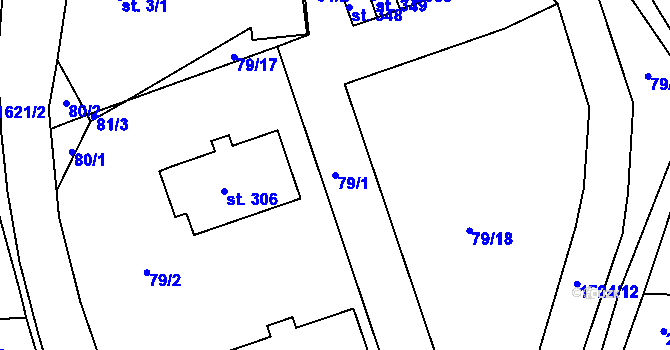 Parcela st. 79/1 v KÚ Ohnišov, Katastrální mapa