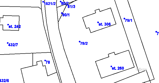 Parcela st. 79/2 v KÚ Ohnišov, Katastrální mapa