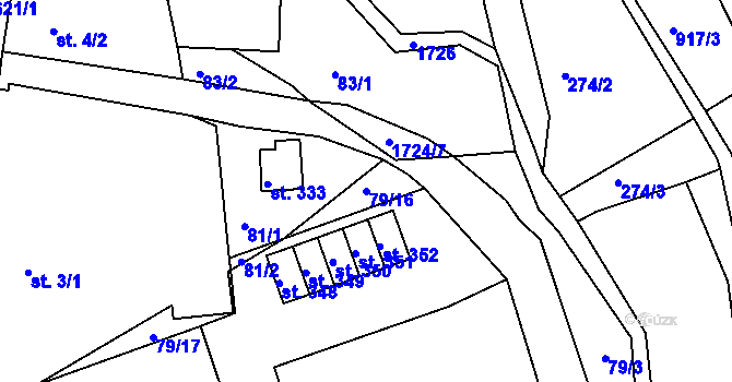 Parcela st. 79/16 v KÚ Ohnišov, Katastrální mapa