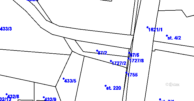 Parcela st. 87/2 v KÚ Ohnišov, Katastrální mapa