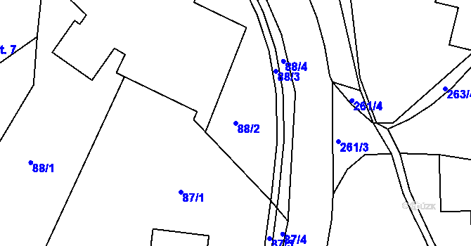 Parcela st. 88/2 v KÚ Ohnišov, Katastrální mapa