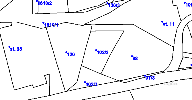 Parcela st. 102/2 v KÚ Ohnišov, Katastrální mapa