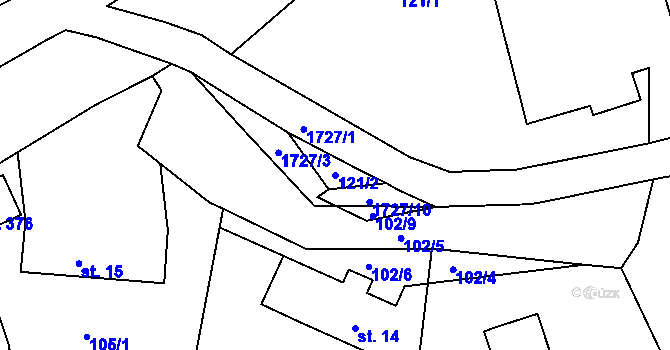 Parcela st. 121/2 v KÚ Ohnišov, Katastrální mapa