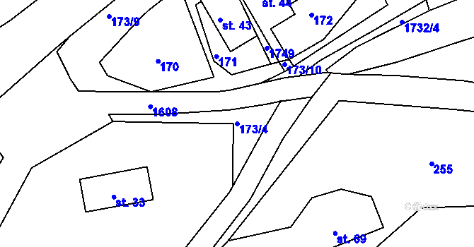 Parcela st. 173/4 v KÚ Ohnišov, Katastrální mapa
