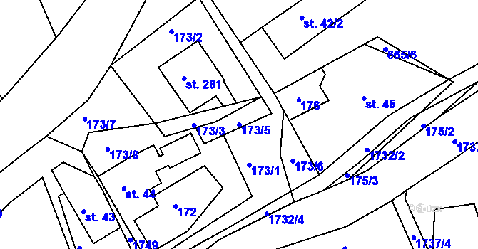 Parcela st. 173/5 v KÚ Ohnišov, Katastrální mapa