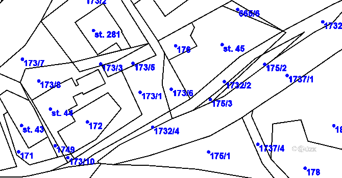 Parcela st. 173/6 v KÚ Ohnišov, Katastrální mapa