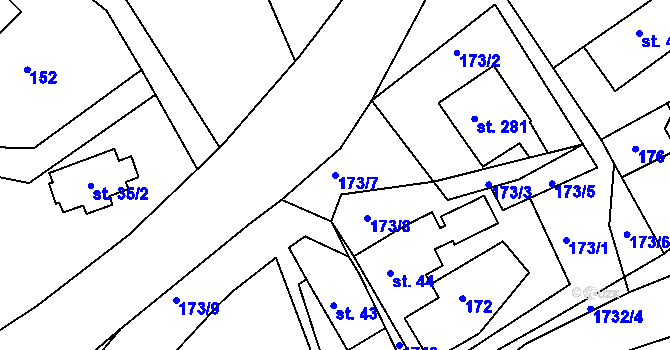 Parcela st. 173/7 v KÚ Ohnišov, Katastrální mapa