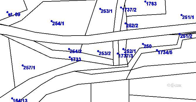 Parcela st. 253/2 v KÚ Ohnišov, Katastrální mapa