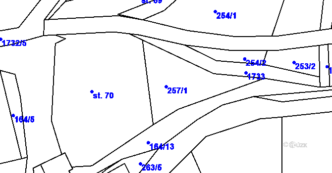 Parcela st. 257/1 v KÚ Ohnišov, Katastrální mapa