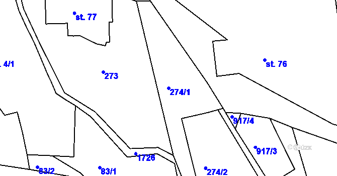 Parcela st. 274/1 v KÚ Ohnišov, Katastrální mapa