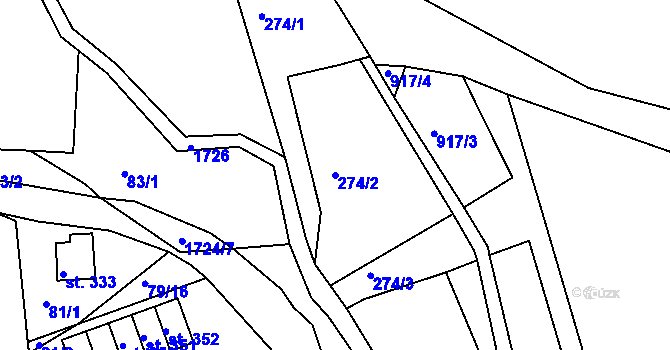 Parcela st. 274/2 v KÚ Ohnišov, Katastrální mapa