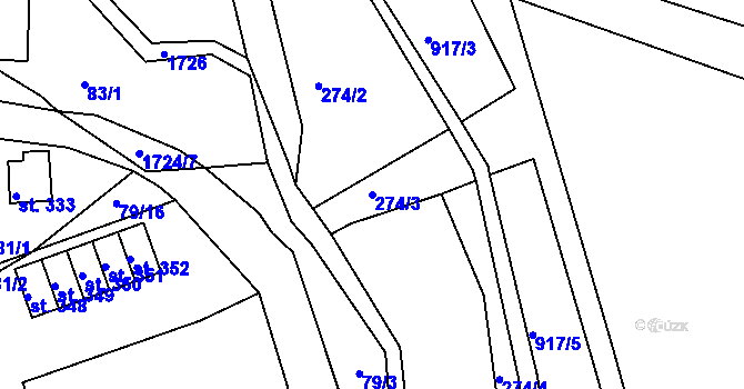 Parcela st. 274/3 v KÚ Ohnišov, Katastrální mapa