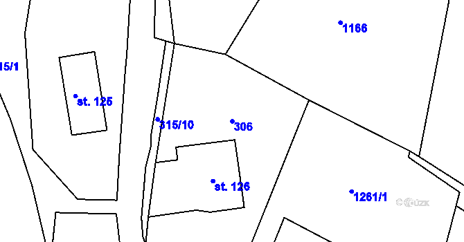 Parcela st. 306 v KÚ Ohnišov, Katastrální mapa