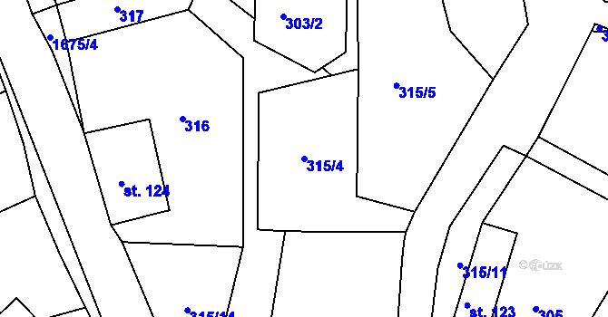 Parcela st. 315/4 v KÚ Ohnišov, Katastrální mapa